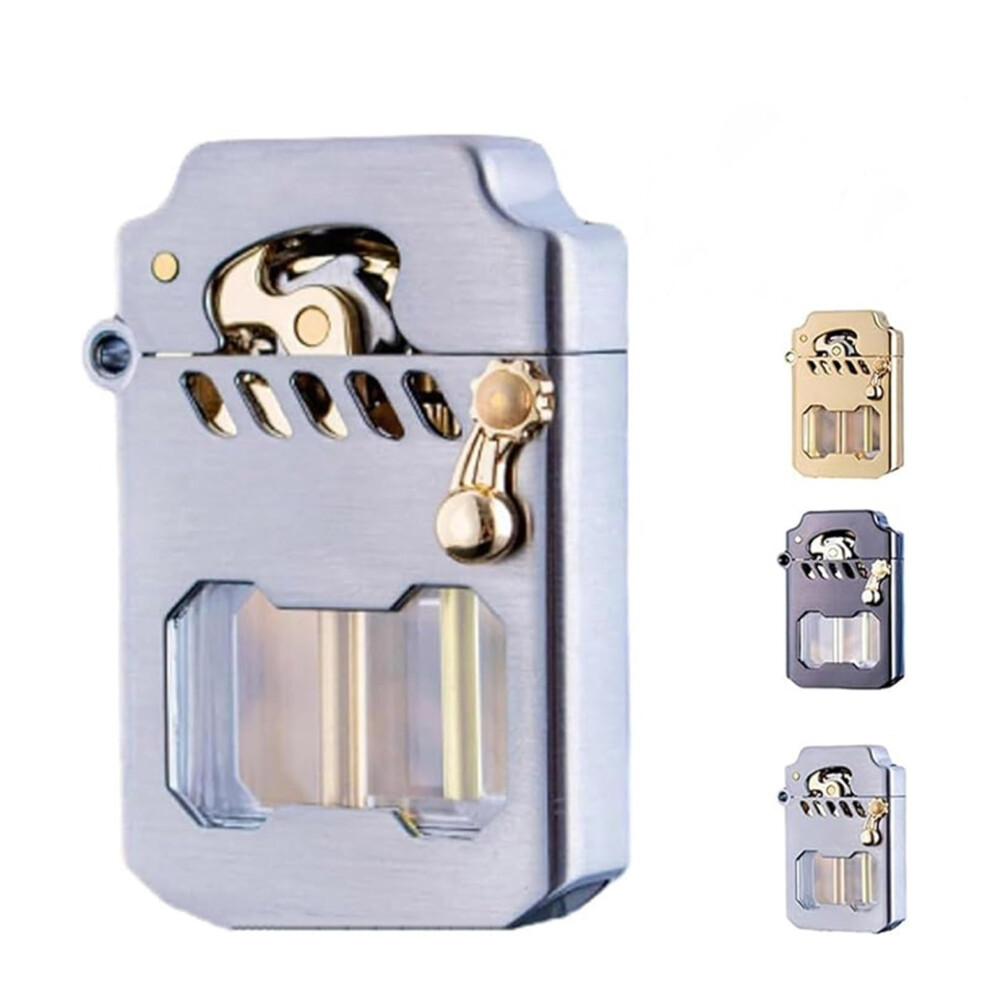 Vintage Kerosene Lighter with Metal Rocker, Windproof Steady Flame Zinc Alloy Pocket Size
