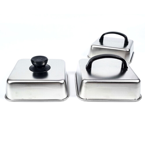 Square Basting Cover Stainless Steel-Round handle 16x16x5CM 2