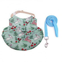 Rabbit Pattern Pet Harnesses With Leashes Comfortable-Green L