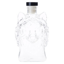 Elegant Wolf Head Liquor Decanter Clear Glassware Wine Bottle