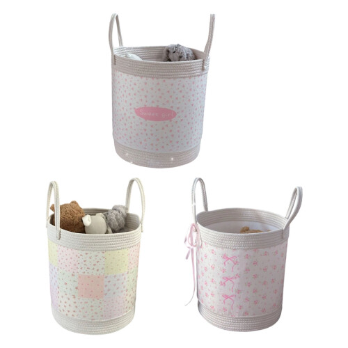 Floral Printed Laundry Hamper With Thick Cotton Rope For-S 2 1