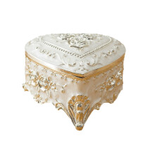 Florals Carved Heart Shape Storage Box With Hide Lock