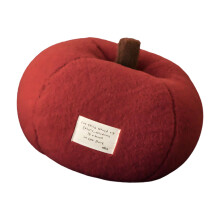 Faux Wool Throw Pillow In Fun Round Fruit Design-Red 25x20cm