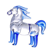 Crystal Standing Horse Figurines Collectibles Glass Animal-Blue