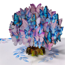 Delicate 3D Standing Greeting Card With Gold-butterfly blue