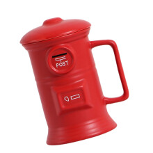 Artistic Mail Box Shape Coffee Mug with Handle For Office-Red