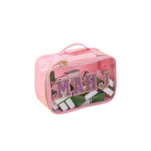 Fashionable PVC Waterproof Cosmetic Case Featuring Smooth-Pink