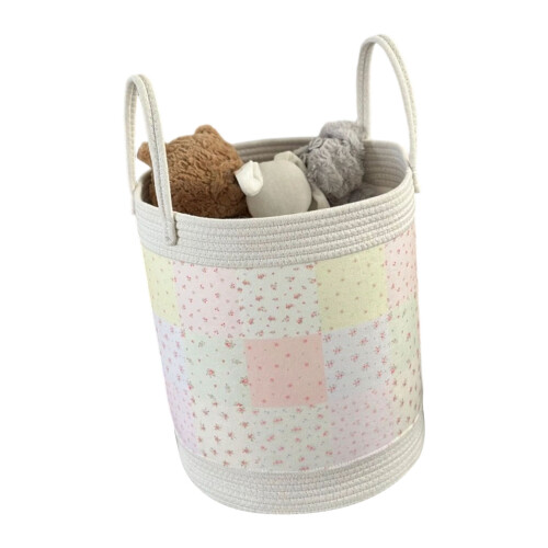 Floral Printed Laundry Hamper With Thick Cotton Rope For-S 3