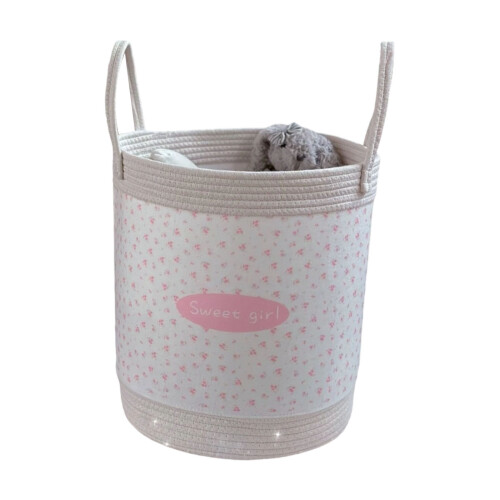 Floral Printed Laundry Hamper With Thick Cotton Rope For-S 2