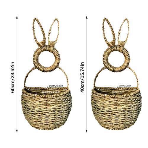 Decorative Seaweed Rabbits Wall Basket Handwoven Storage-S 1