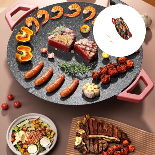 Electric BBQ Grill Pan With Silicone Handle And Nonstick-30cm B 2