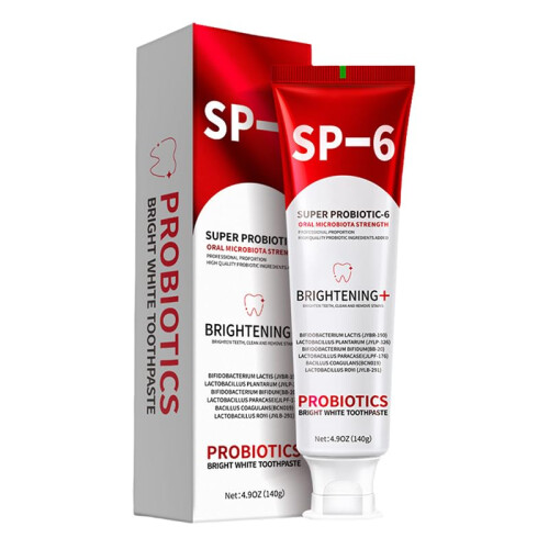 SP6 Probiotic Whitening Toothpaste for Sensitive Teeth with 6 Probiotics, Fluoride, Enamel Safe Mint