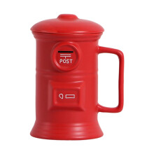 Retro Mailbox Shape Coffee Cup 500ml Ceramic Drinking Mug-Red
