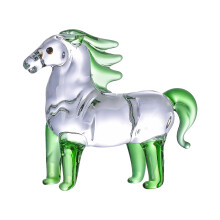 Crystal Horse Statue Glass Art Animal Sculptures Standing-Green