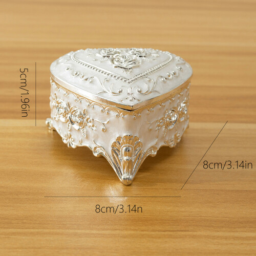 Elegant Heart Shape Storage Box With Gold Accent And Hide Lock 2