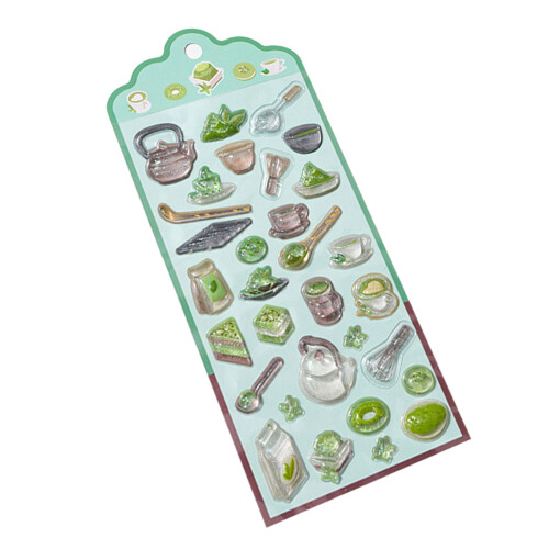 Realistic 3D Raised Sticker Featuring Japanese Sweet-Matcha