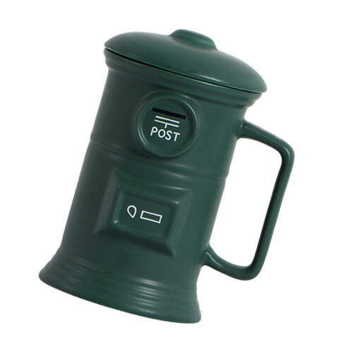 Artistic Mail Box Shape Coffee Mug with Handle For Office-Green