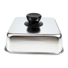 Square Basting Cover Stainless Steel-Round handle 16x16x5CM