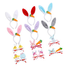 Easter Hare Ear Carrot Hairband Plush Soft Hare Ear Headband-3