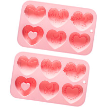 Multipurpose 6 Heart Silicones Molds Chocolate Jelly Cake-Pink