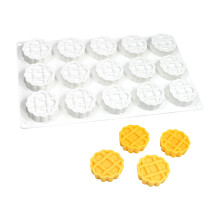 Food Grade Silicone Baking Molds Make 15 Round Waffles-White