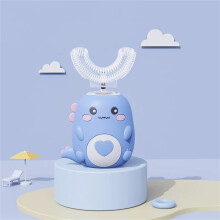 Kids Electric Toothbrush Rechargeable U Shaped 360 Cleaning Dinosaur Design IPX7 Waterproof Blue