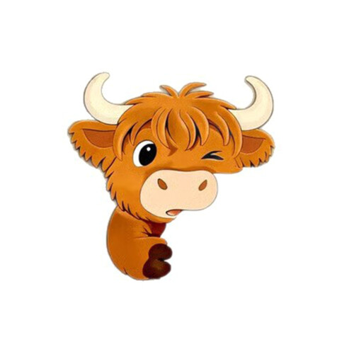 Funny Peeking Cow Wall Decal identity Adhesive depiction-Left