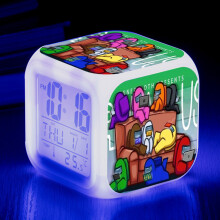 Colorful Luminous LED Alarm Clock with Touch Screen for Kids, 8cm