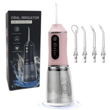 Pink Cordless Water Flosser with Smart Pressure Control, 1600 Pulses/min, Precision 0.6mm Tip