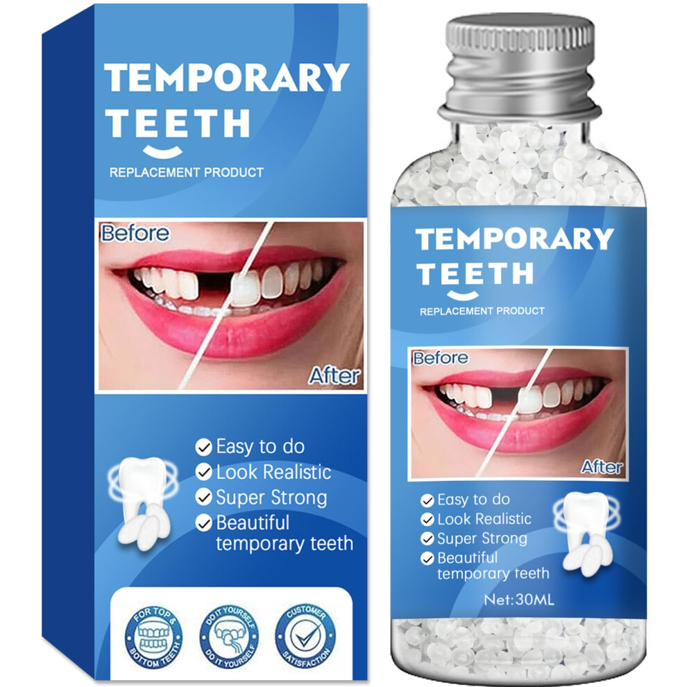 Temporary Tooth  Kit with Moldable Dental Beads, Natural Color, DIY Denture Restoration, 1pcs
