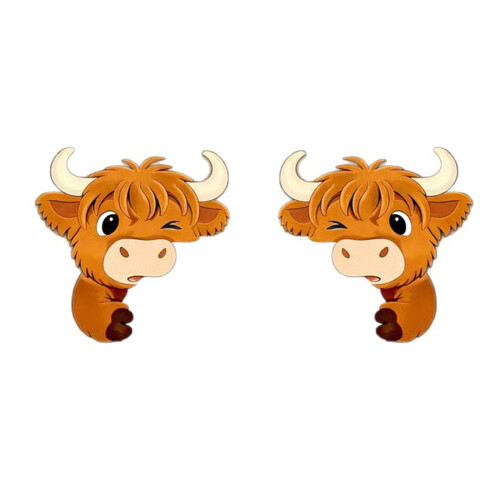 Funny Peeking Cow Wall Decal identity Adhesive depiction-Left 1