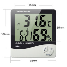 HTC-1 Digital Thermometer & Humidity Gauge – Big Screen, Compact 100x100x15mm