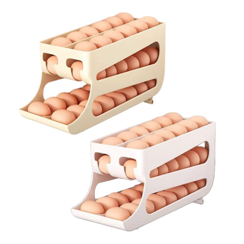Efficient Rolling Eggs Box With Nonslip Base Keep Eggs-White 1