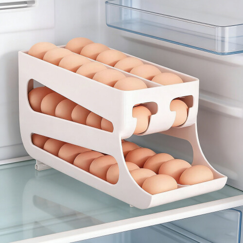 Efficient Rolling Eggs Box With Nonslip Base Keep Eggs-White 2