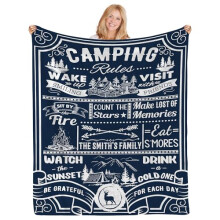 Camping Blanket with Name Soft Warm Flannel RV Travel Blanket Gift for Men, 6 Sizes