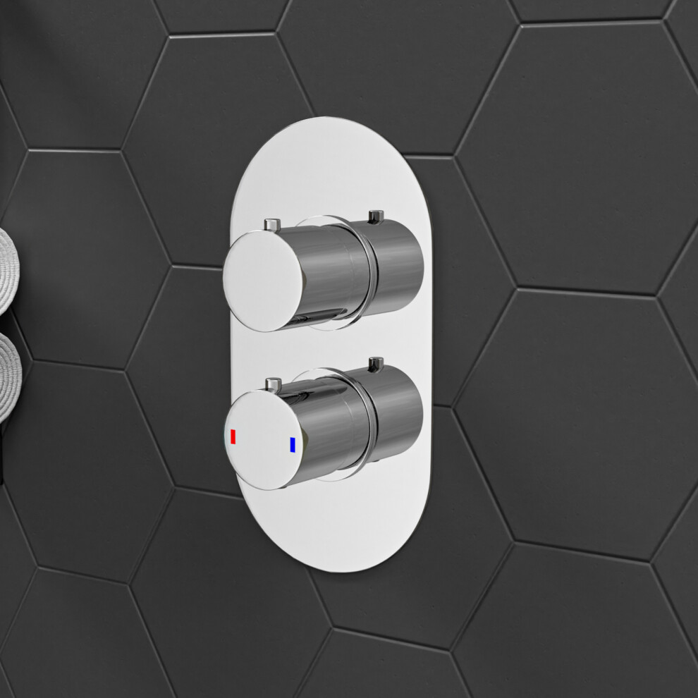 Modern Chrome Round 2-Way Concealed Thermostatic Shower Mixer Valve 8473566482443