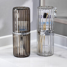 2 Pack Travel Toothbrush Case with Toothpaste Holder and Mouthwash Cup, 2in1 Leakproof Grey and Clear