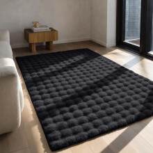 (120x170cm (4ft x 5.5ft), Black) Bubble Rug Extra Large Rug Soft Shaggy Faux Fur Bubble Carpet Mat
