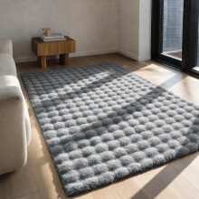 (120x170cm (4ft x 5.5ft), Grey) Bubble Rug Extra Large Rug Soft Shaggy Faux Fur Bubble Carpet Mat
