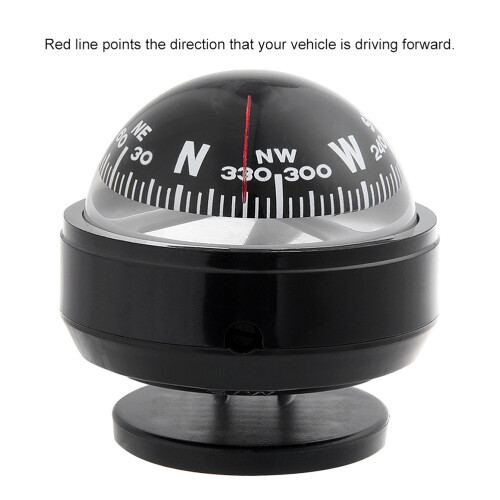 Car Dashboard Mount Navigation Compass Ball 7.5x6x6cm Black Plastic 2