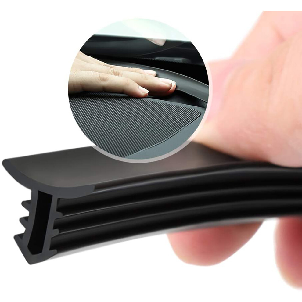 Car Door Seal Strip 1.6M Rubber Windshield Edge Dust & Noise Barrier Black 4671390112022