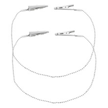 2pcs Stainless Steel Bib Clips with Alligator Clamp Chain for Adults Seniors Dental and Salon Use
