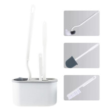 Toilet Brush and Holder Set Wall Mounted White Bathroom Cleaning Brush Quick Drying Space Saving