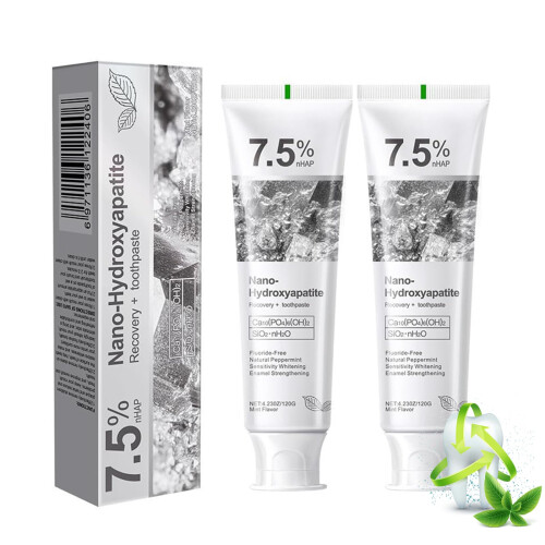 7.5% Hydroxyapatite Toothpaste for Sensitive Teeth Relief and Enamel , Fluoride Mint, 4.23oz 2 Pack
