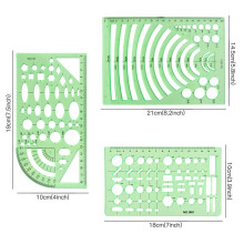 9Pcs Drawing Template Rulers, Green