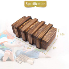 Holz-Puzzle-Box mit verstecktem Fach – Denksportspielzeug, 15,2x8,5x5,3cm