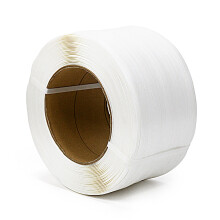 White Polypropylene Strapping Roll 1/2 Inch x 3937 Ft, 500 lb Strength for Secure Load Retention