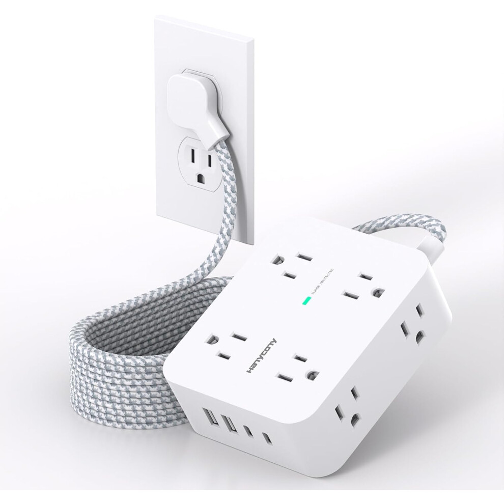 Power Strip With Usb Ports, 12In1 Surge Protector, 5Ft Cord, Flat Plug, 8 Outlets, 4 Usb C 9092120396959