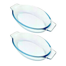 2 Items Heat Resistant Glass Cookware Set Oval Pan For Cakes-S