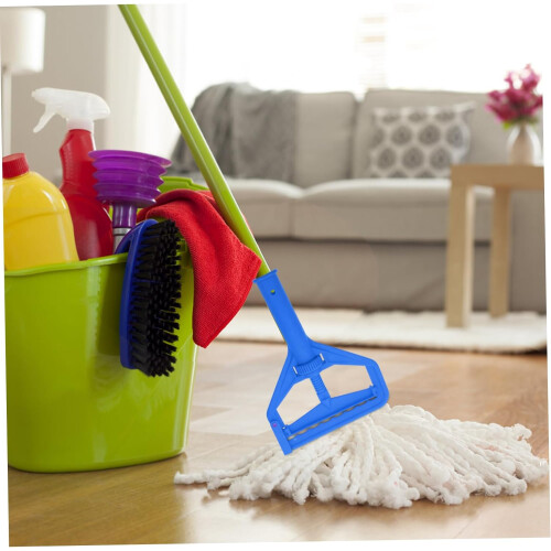Adjustable Mop Handle Clamp with Detachable Mop Head Clip Secure Grip Lock for Universal Fit Blue 2